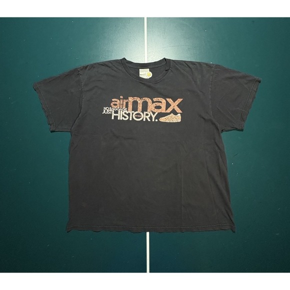 Vintage Nike Air Max History T-shirt Men's XL Black Faded Y2K 90s Short Sleeve - Picture 1 of 10